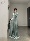 Mutedance 24 Autumn and Winter Button Lapel Long Sleeve Dress MD-MD24FW83-blue MD24FW82 MD24FW83